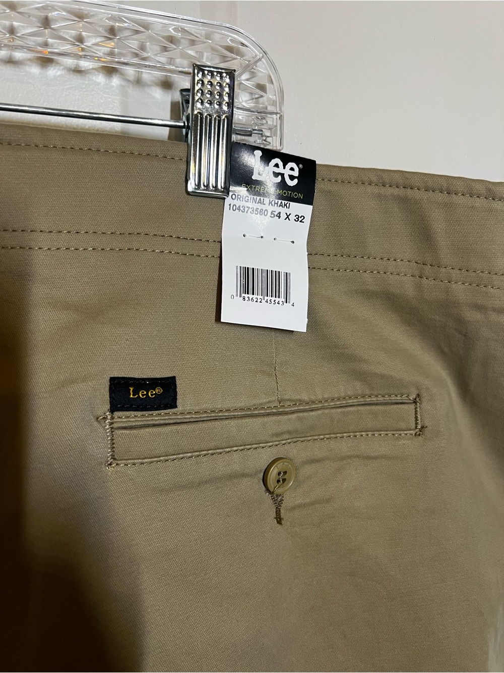 Lee Extreme Motion Big & Tall Khaki Pants 54x32 Regular Straight NWT - Picture 4 of 4